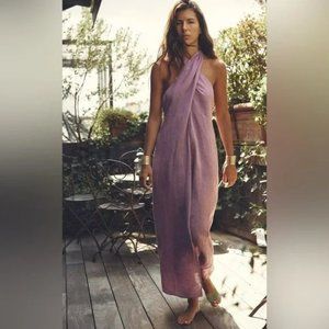 ZARA LINEN HALTER DRESS NWT